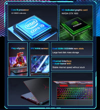 Load image into Gallery viewer, Intel i9-10885H Windows 11 Pro 16.1" FHD Laptop 64GB RAM 2TB NVMe SSD GTX1650 GPU HDMI Type-C WIFI 6 LAN Bluetooth Camera Backlit