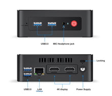 Load image into Gallery viewer, Mini Windows 11 Pro PC Intel Celeron J4125 CPU 8GB DDR4 RAM 128GB SSD 4K Dual-HDMI LAN WIFI Bluetooth VESA 2.5" SATA