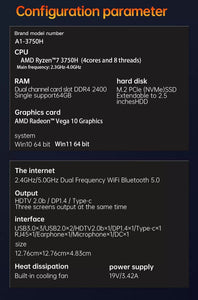 AMD Ryzen 7 3750H Windows 11 Pro Mini PC 16/32GB RAM 1/2TB NVMe 4K HDMI DP SATA