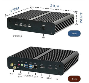 Fanless Silent Intel 11th Gen i7-1165G7 Mini Desktop PC 16/32G/64B DDR4 3200MHz RAM 512GB/1/2TB NVMe SSD Windows 11 PRO 4K/8K HDMI DisplayPort LAN WIFI Bluetooth mSATA 2.5" SATA SSD