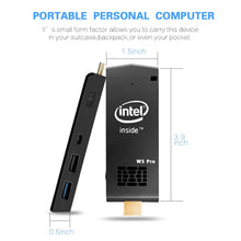 Laden Sie das Bild in den Galerie-Viewer, Mini PC Computer Stick Windows 10 Professional (64-bit) Quad Core Intel Atom x5-Z8350 1.92Ghz CPU, WiFi, Bluetooth, USB 3.0, HDMI/4K Linux