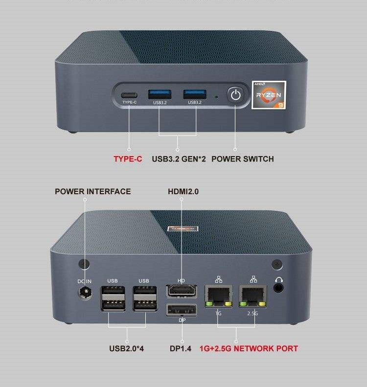 AMD Ryzen 5 5500U Windows 11 Pro Mini PC 32GB 3200MHz DDR4 RAM 1TB NVM ...